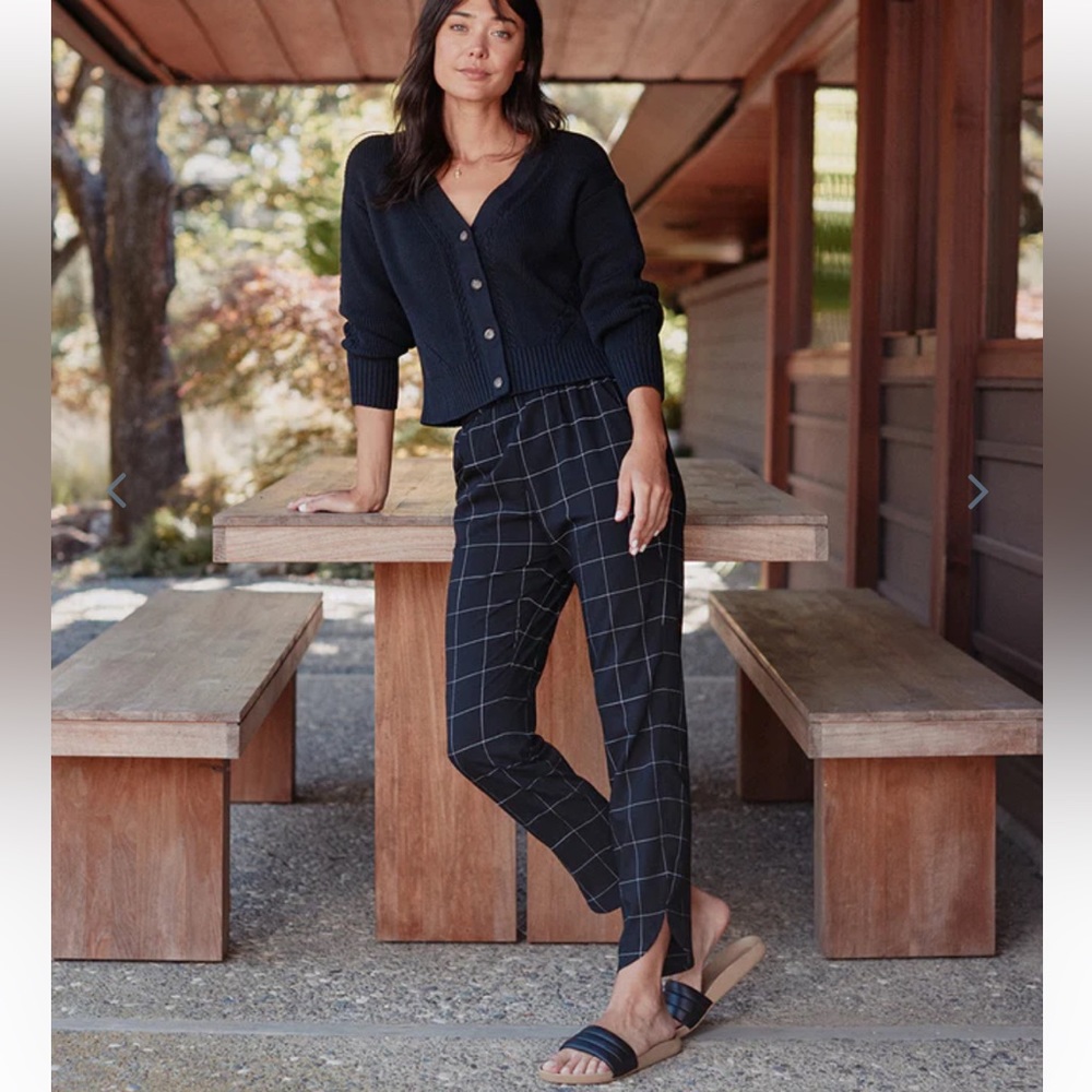Marine Layer Allison Pant in Black Windowpane - bestseller!